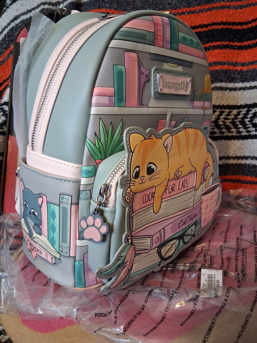 Loungefly Bookish Cat Mini Backpack Books-A-Million Exclusive New With Tags - Picture 5 of 6